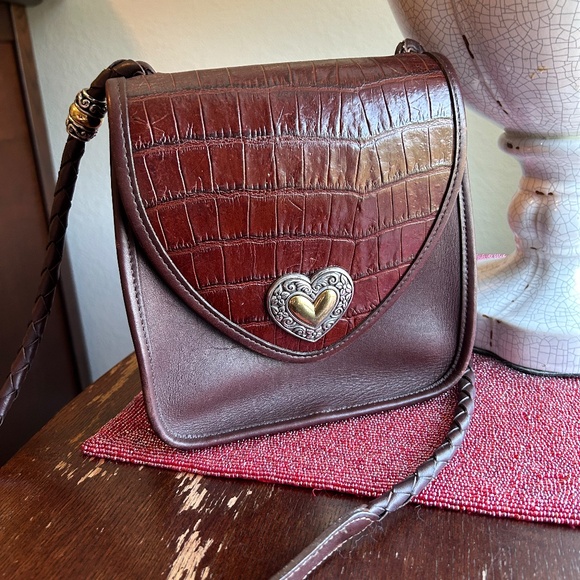 Brighton Handbags - VINTAGE BRIGHTON Brown Leather Saddle Bag, cross-body